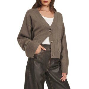 REFORMATION Hayes Organic Cotton & Recycled Cashmere Cardigan in Shitake Medium